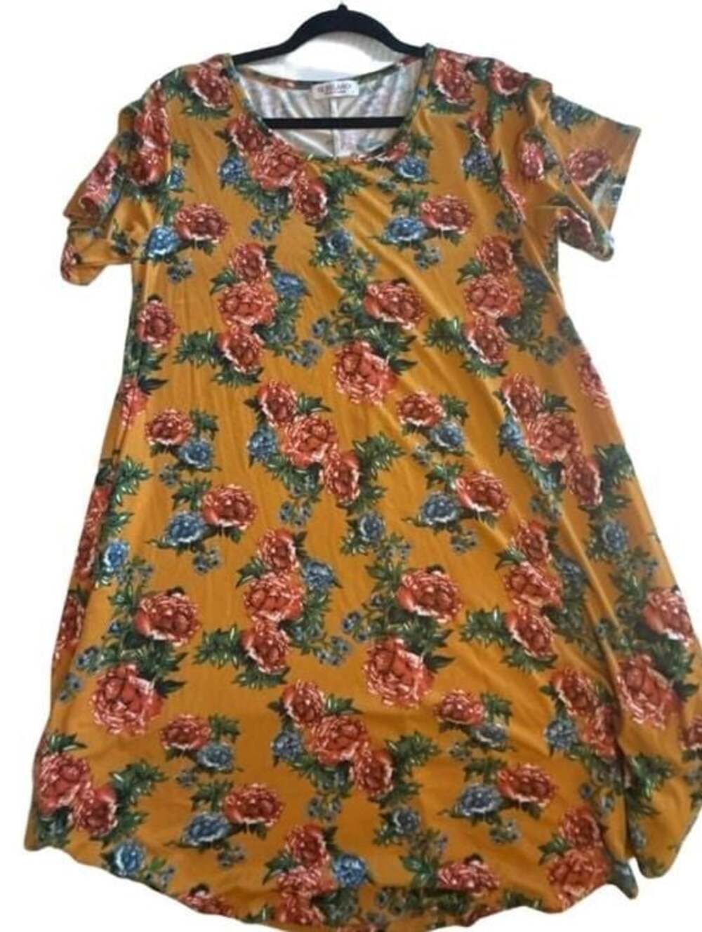 Belaroi Yellow Floral Short Sleeve T-Shirt Dress Size L